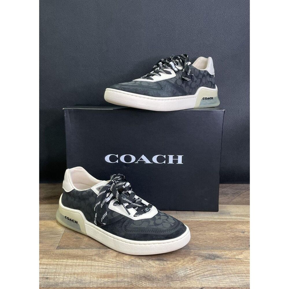 Coach CitySole Court Charcoal Signature Canvas Black White Sneakers Size 8
